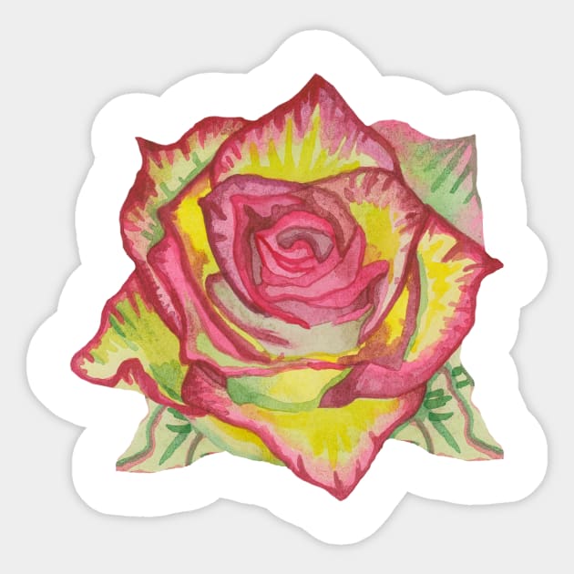 Beautiful yellow rose with pink petals Sticker by deadblackpony